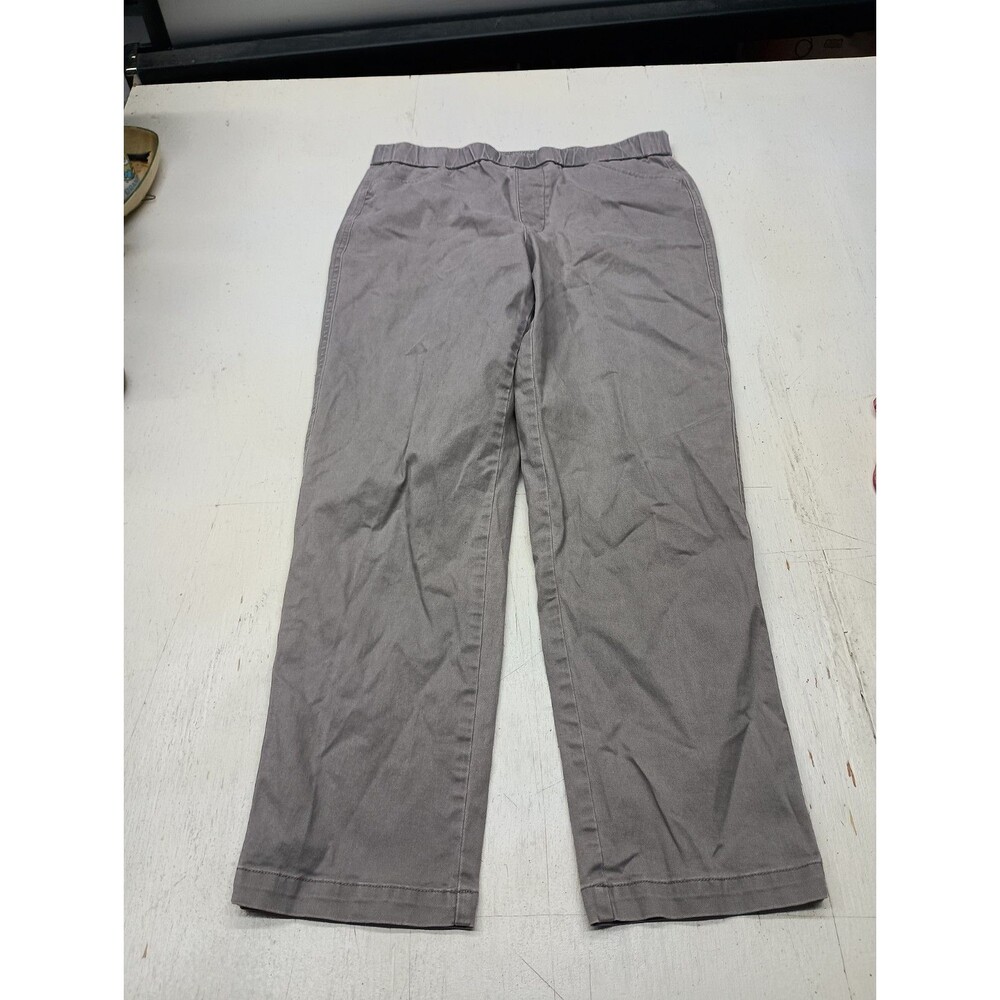 Lands End Womens Size 8T Gray Mid Rise Slim Leg Pants Pull On Cotton Spandex